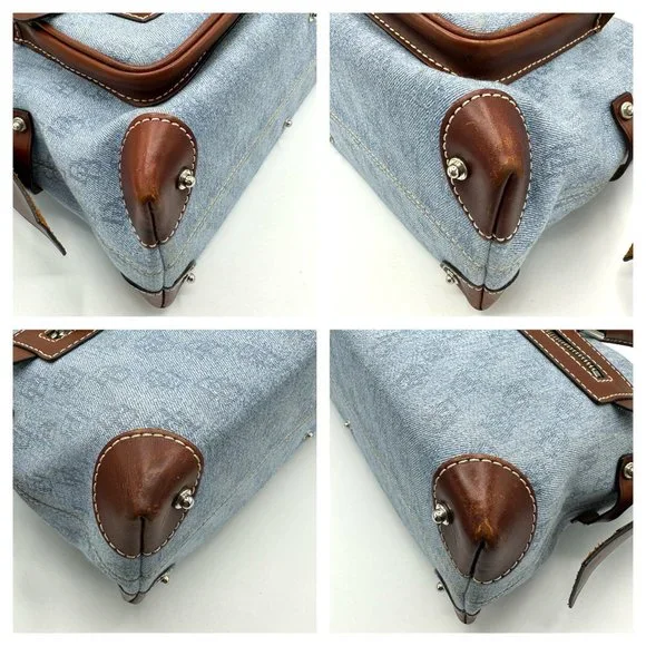 Vintage DOONEY & BOURKE Y2K Sig Double Pocket Denim Canvas Satchel - Picture 7 of 16